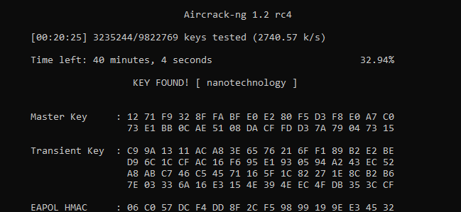 CEO Password is nanotechnology, aircrack-ng output